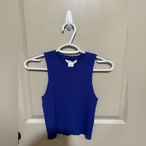 Blue Sleeveless Crop Top